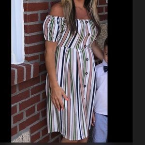Off the shoulder striped dress!